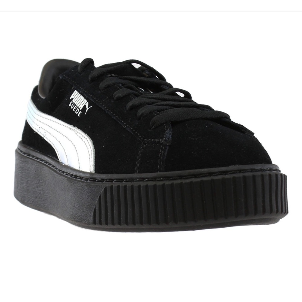 Puma Suede Black & Holographic Platform Sneaker - Picture 2 of 8